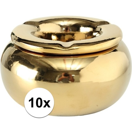 10x Golden storm ashtrays 14 cm