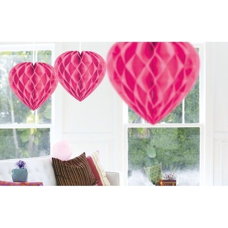 10x Decoration heart pink 30 cm