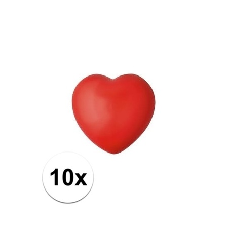 10x hartje stressbal rood 7 cm