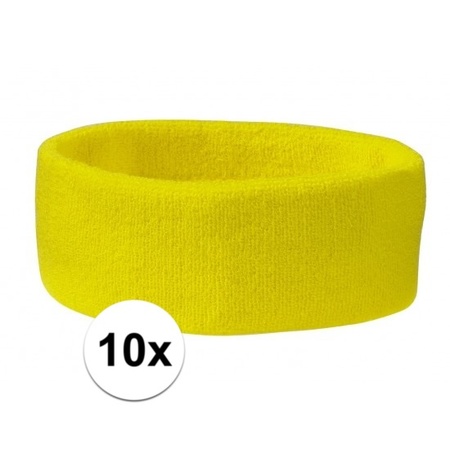 10x Hoofd zweetbandje geel