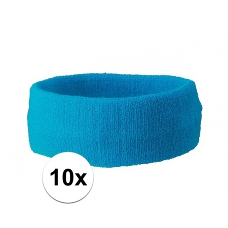 10x Hoofd zweetbandje turquoise blauw