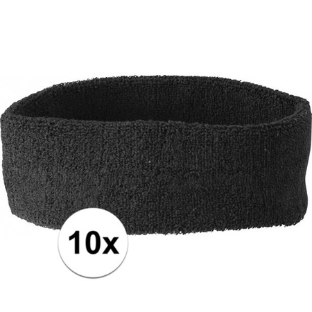 Black headband for sport 10 pieces