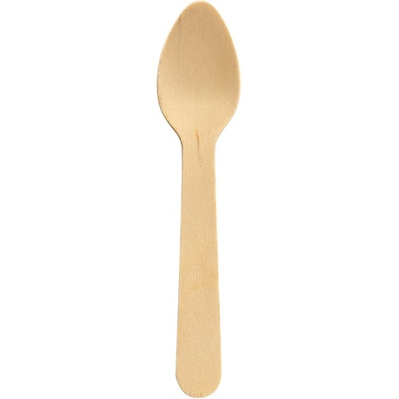 10x Wooden disposable dessert spoons cutlery 10 cm wedding