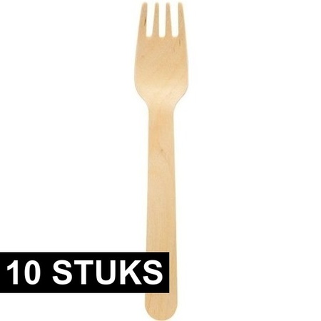 10x Wooden disposable forks cutlery 16 cm wedding/marriage