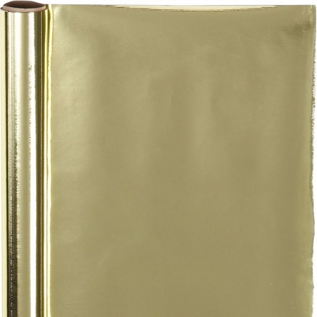10x Inpakpapier/cadeaupapier goud metallic 400 x 50 cm op rol