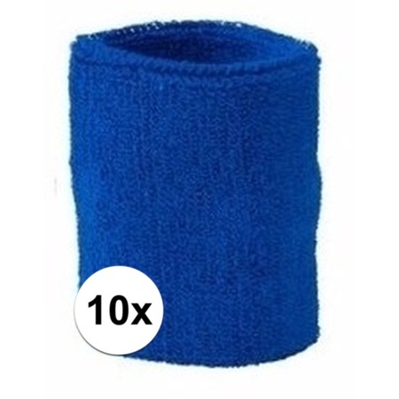 10x Wristbands sweatband royal blue
