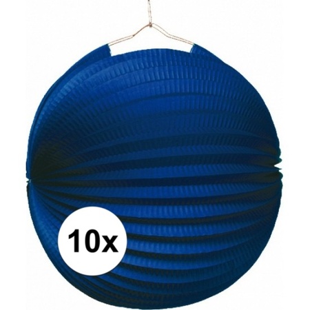 10x Blue lanterns 22 cm