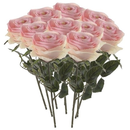 10x Licht roze rozen Simone kunstbloemen 45 cm