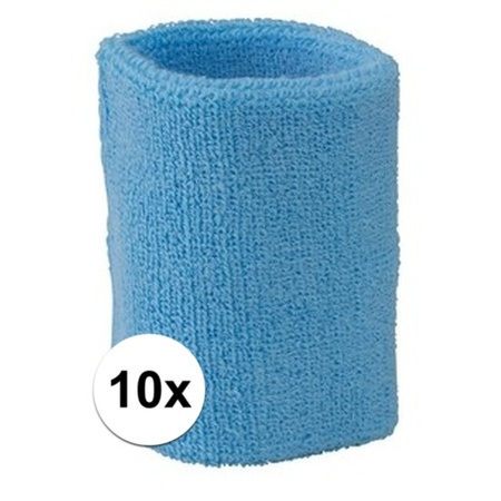 10x Lichtblauw zweetbandje voor pols