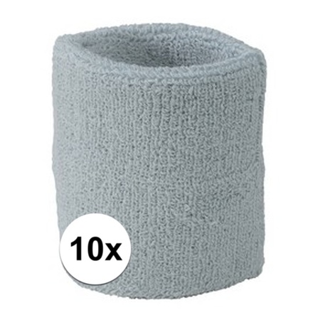 10x Wristbands sweatband light grey