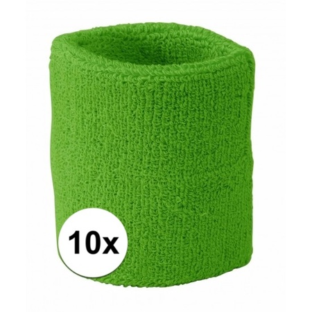 10x Wristbands sweatband lime green