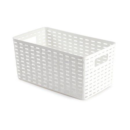 10x home storage rotan box white plastic - 15 x 28 x 13 cm
