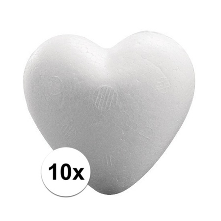 10x Styrofoam hearts 12 cm