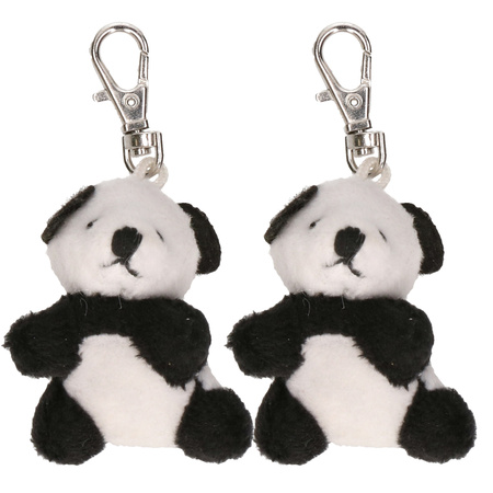 10x Pluche panda knuffel sleutelhangers 5 cm