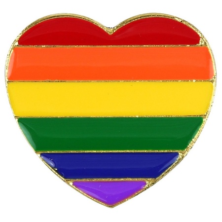 10x Rainbow pride heart metal badge 3 cm