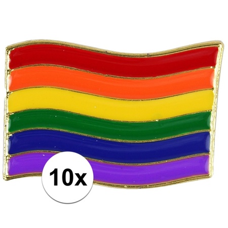 10x Rainbow pride flag metal badge 4 cm