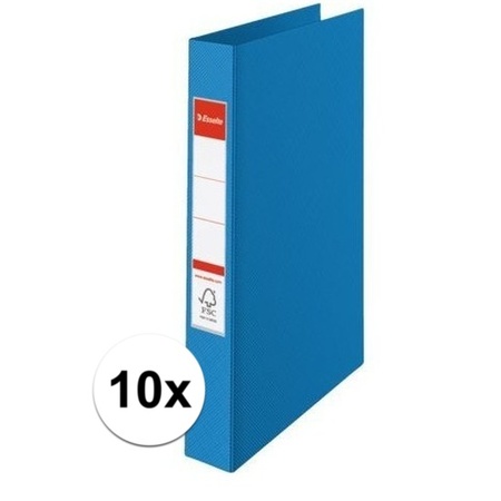 10x Ring binder folder 2 holes A4 blue