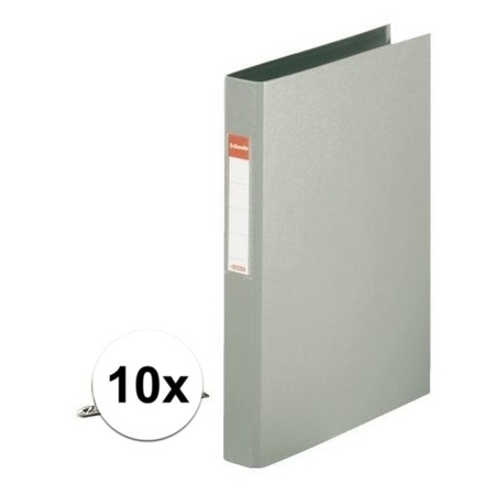10x Ring binder folder 2 holes A4 grey