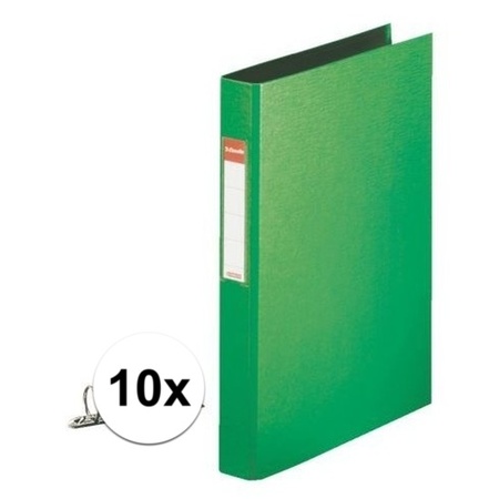 10x Ring binder folder 2 holes A4 green