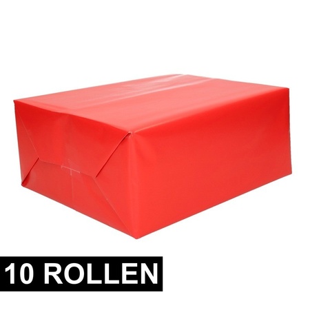 10x Wrapping paper red 200 x 70 cm