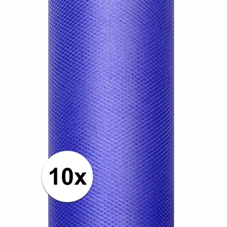 10x rollen tule stof blauw 0,15 x 9 meter