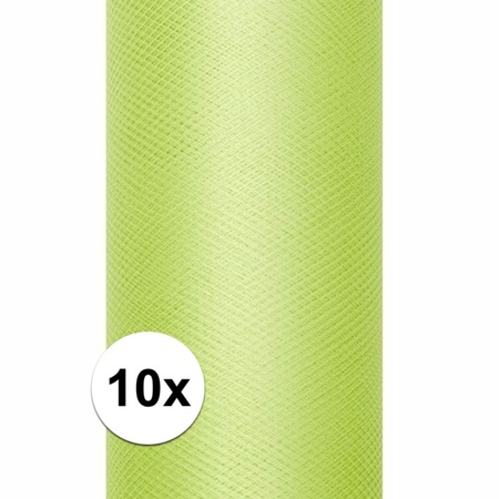 10x rollen tule stof licht groen 0,15 x 9 meter