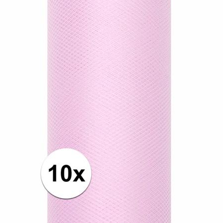 10x rollen tule stof licht roze 0,15 x 9 meter
