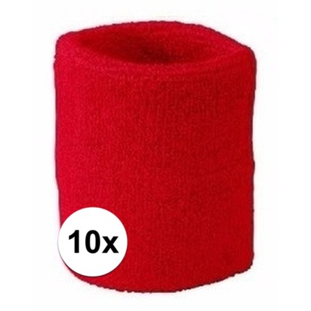 10x Wristbands sweatband red