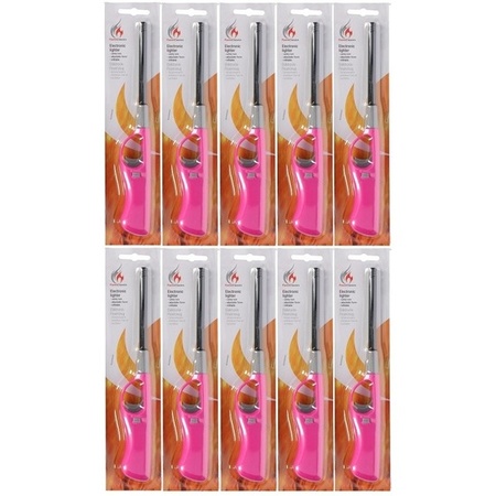 10x Pink barbecue lighter 26 cm