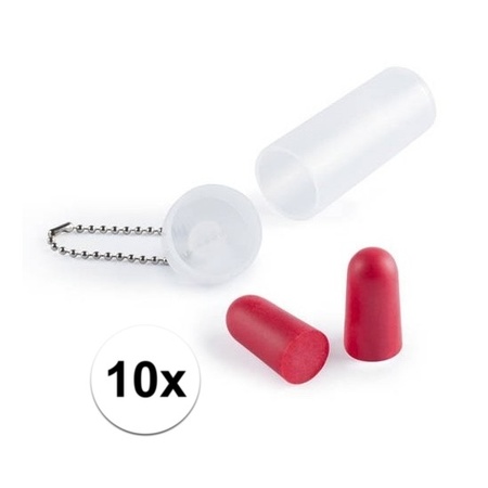 10x Foam earplugs in sleeve red