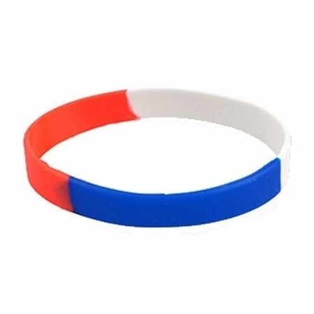 10x Siliconen armbandjes rood wit blauw