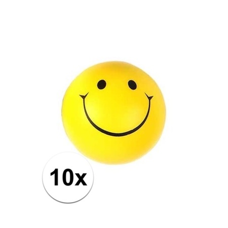 10x Smiley stress ball 6 cm