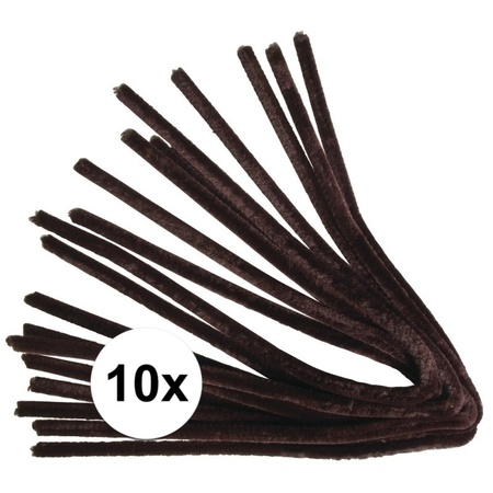 10x pieces of brown chenille wires 50 cm