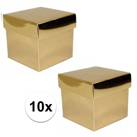 10x Gold gift box 10 cm square