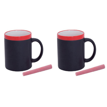 10x stuks krijt mokken in het rood - beschrijfbare koffie/thee mokken/bekers