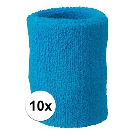 10x Turquoise blauw zweetbandje voor pols