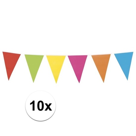 10x Vlaggenlijn vrolijke kleuren 10 meter 