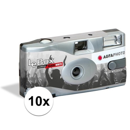 10x Disposable cameras with flash for 36 black/white photos