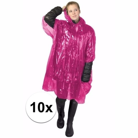 10x wegwerp regenponcho roze