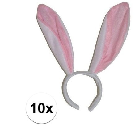 10x Witte konijn / haas oren op diadeem voor volwassenen
