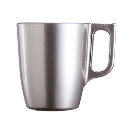 10x Silver coffee cups/mugs 250 ml