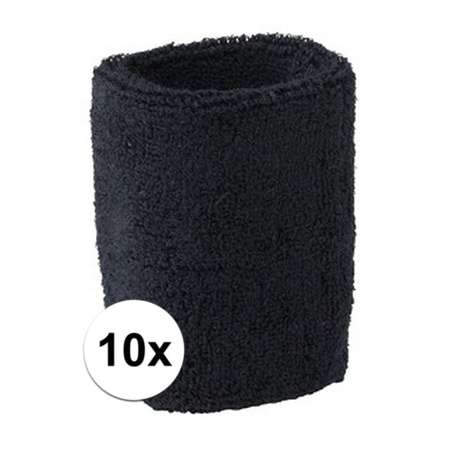 10x Zwart zweetbandje voor pols