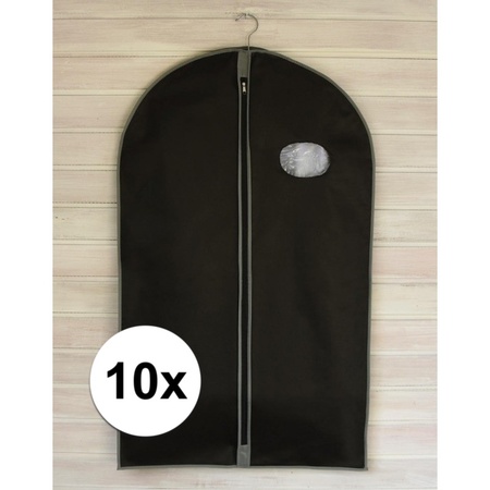 10x Zwarte kledinghoezen met rits 100 cm