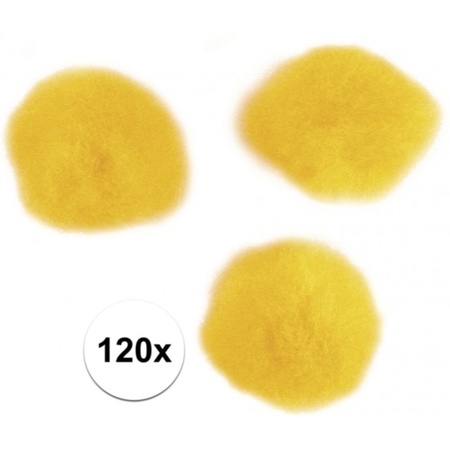 120x craft pompoms 15 mm yellow