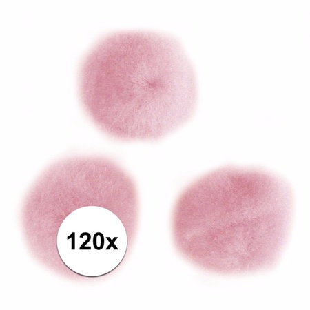 120x craft pompoms 15 mm pink