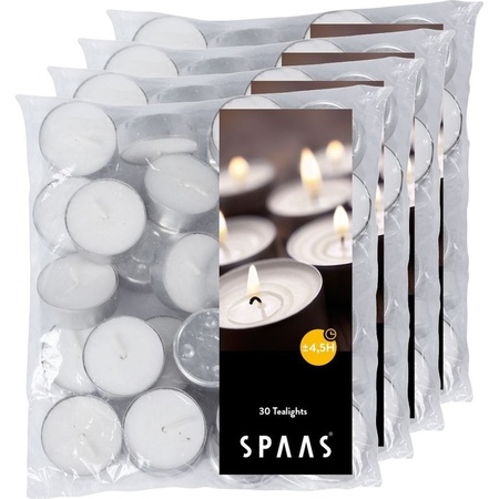 120x White tealights candles 4.5 hours in bag