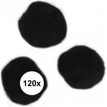 120x zwarte knutsel pompons 15 mm