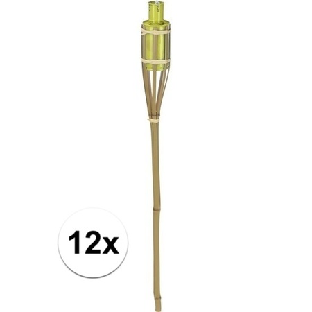 12x Bamboo garden torch yellow 65 cm