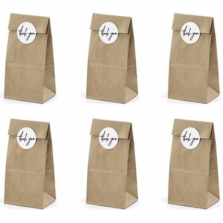 12x Wedding paper bags with Thank you stickers