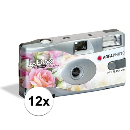 12x Bruiloft wegwerp cameras met flitser voor 27 kleuren fotos